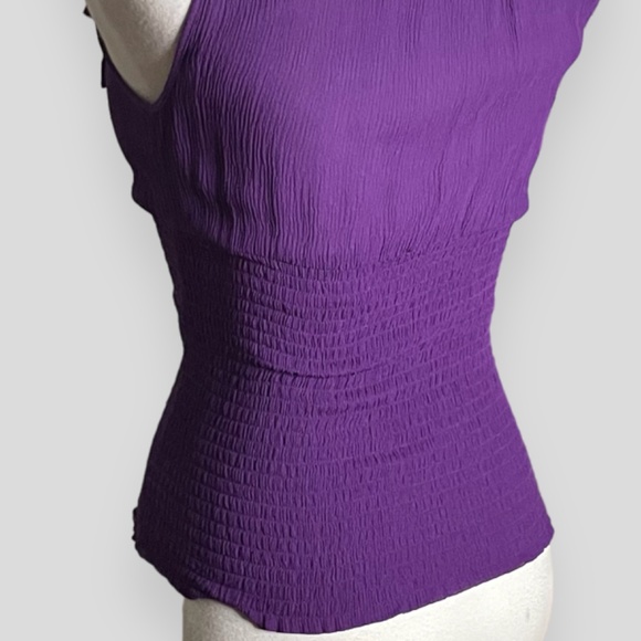 Bebe Purple Top Scoop Neckline with Rag Trim Around Neckline Size XS - Picture 3 of 5